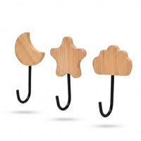 Adhesive Hook for Home, No-Drill Wall Hook for Bathroom Kitchen, Cute Cartoon Bamboo Wall Hook, Customizable Engraving