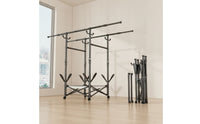 Double-Rod Clothes Drying Rack with Wheels Telescopic Clothes Drying Rack Compact Airer Movable for Apartment