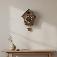 Wooden Cuckoo Clock Solid Wood Chime Clock Light Sensor for Children