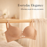 Push Up Bra for Women with V-Shaped Graduated Padding, Non Wired T-Shirt Style with Smoothing Support, Four-Row Back Closure for Adjustable Fit