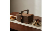 Handled Wooden Box Reusable Wooden Gift Box Burr Finish Packaging for Festivals
