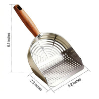 Litter Scooper and Metal Sifter with Rectangular Head, Stainless Steel Cleaner for Multi-Cat Household, Easy Clean Hanging Hole Storage Design