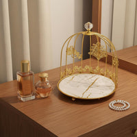 Gold Birdcage Vanity Tray Space-Saving Decorative Birdcage Rack Rust-Proof