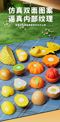 Chuan Yu Fruit and Vegetable Cutting Toy Set with Peelable Durian, 35 Pieces