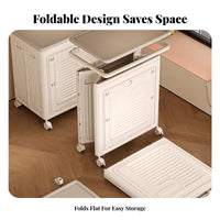 Large Capacity Collapsible Cabinet with Wheels Multi-Functional Rolling Toy Bin Dustproof Household Storage Two-Way Opening for Homeowners, Children, Bedroom, Living Room, Playroom, Nursery