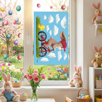 Easter Bunny Window Cling Removable Cartoon Bunny Window Sticker Reusable Easter Bunny Decal for Families, Parents, Glass Panes, Living Room