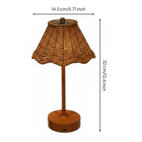 Rattan Table Lamp Vintage Aesthetic Indoor Lighting USB-C Charging for Bedroom