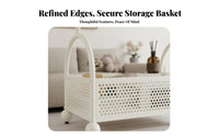 2-Tier Rolling End Table Cream design Utility Cart Easy to Move for Homeowners