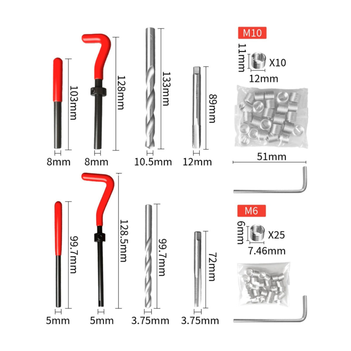 Thread Insert Kit Long-Lasting Metal Tools Screw Thread Repair Tool for Garage