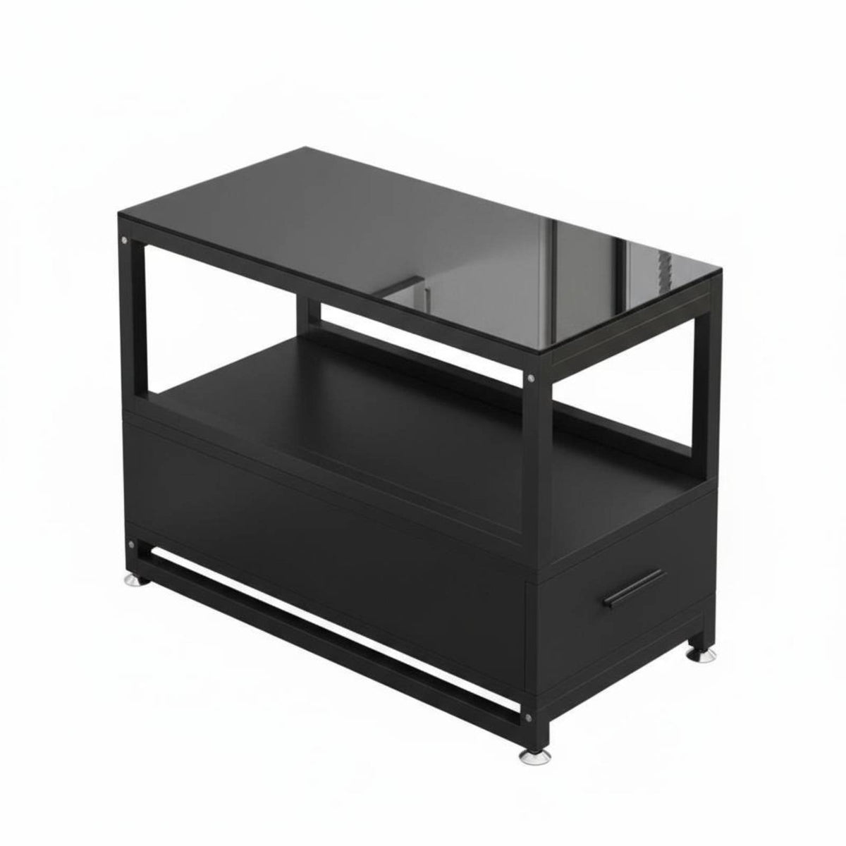 Sofa Side Cabinet with Drawer Sturdy Construction End Table Tempered Tempered