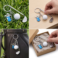 Mini Golf Bag Keychain with Club and Ball Charm, Zinc Alloy Golf Souvenir Gift