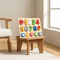 Preschool Wooden Puzzle with Animal Faces Child-Centered Math Puzzle Screennon-Digital Math Learning Board Colorful for Preschoolers, Kids