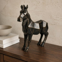 Geometric Horse Figurine Carved Texture Home Decor Lightweight for Desk Display