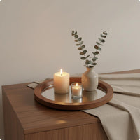 Mirror Tray Sturdy Round Wooden Tray for Dining Table