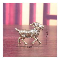 Brass Goat Figurine Small Brass Tea Pet Mini for Office Shelf, Display Cabinet
