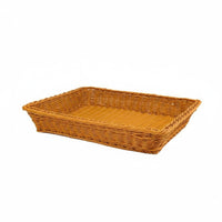 rectangular Woven Fruit Basket Imitation Rattan Basket Multi-Functional Woven Bread Serving Tray for Supermarket, Restaurant, Dining Table
