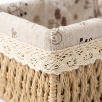 Paper Rope Storage Baskets with Lids, Woven Bins for Desk Organization, Desktop Storage Box Set, Makeup Organizers Paper Rope Baskets, Organizer Bins
