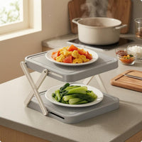 Foldable Prep Rack Triangular Frame Collapsible Tray Stand Rounded Corners