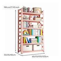 Pink Floor Bookshelf Modern Design Pink Kids Bookshelf Anti-Slip Feet for Girls