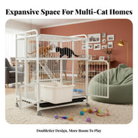 3-Tier Foldable Cat Kennel Integrated Litter Box Multi-Level Cat Crate Easy to Clean Sturdy Construction for Apartment Dwellers