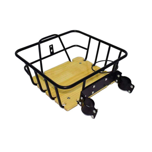 Front Bike Basket with Wood Base Natural for Shopping, Commuters