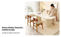 Multi-Functional Cream Design Dining Table Stable Structure Oval Pedestal Dining Table Easy to Clean Spacious Tabletop for Small Apartment Dwellers, Families, Homeowners, Living Room, Kitchen, Gatherings