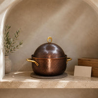 Hammered Copper Soup Pot Domed Lid Cookware Food Safe
