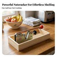 Box-Style Nut Nutcracker Wood Tray Base Walnut Nutcracker Red Knob