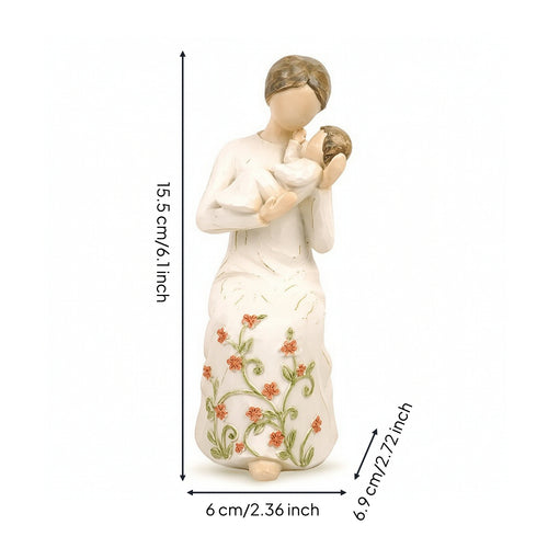 Resin Figurine Wood-Grain Style Human Figurine with Dress Human Statue Tabletop Desk Decoration Elegant for Collectors
