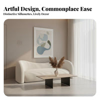 Modern Design Curved Fluffy Sofa Minimalist Design Puffy Fluffy Sofa Luxurious Texture Seating Furniture Pillowy Soft for Interior Designers, Apartment Dwellers, Reception Area, Hotel Lobby, Beauty Salon, Boutique