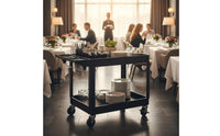 Easy to Clean 2-Tier Utility Trolley Sturdy 2 Tier Utility Trolley Large Capacity Multipurpose Rolling Organizer Multi-Functional for Restaurant, Warehouse, Workshop, Garage
