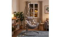 Teardrop-Shaped Hanging Swing Chair with Stand Indoor Swing Chair with Stand Woven Furniture Freestanding for Adults, Readers, Balcony, Living Room, Sunroom