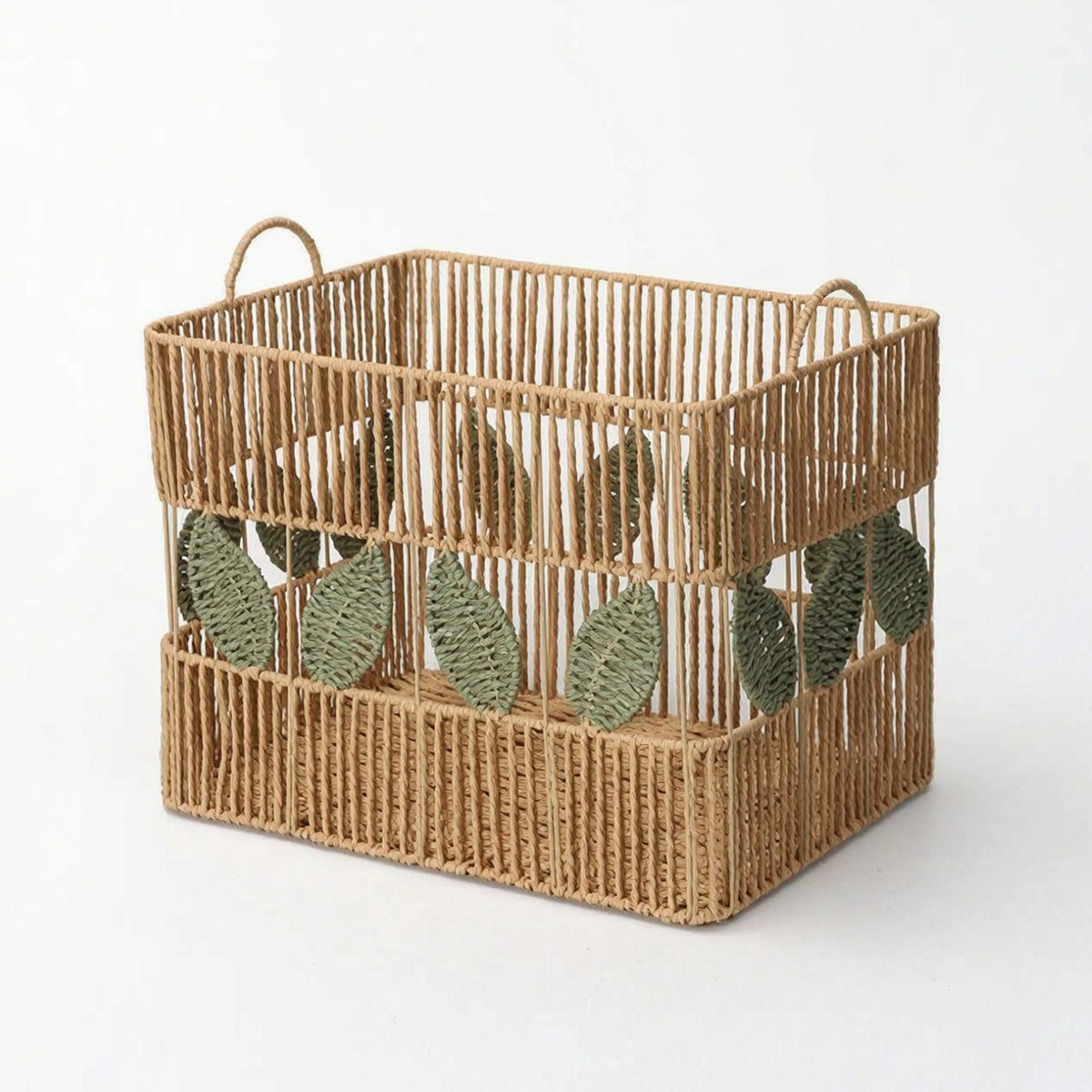 Woven Basket with Handles Handwoven Rope Storage Basket Organizer for Laundry Room, Closet