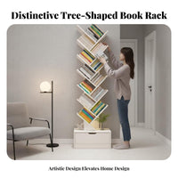 Tree-Shaped Book Rack Narrow Outline Shelving Unit Space-Saving Sturdy Construction for Apartment Dwellers, Kids, Dorm Room