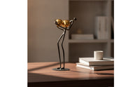 Sculpture with Golden Spheres Minimalist Cast Iron Sculpture Permanent Artistic Value Piece for Homeowners, Living Room