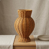 Rattan Vase Minimalist Wicker Flower Basket Artistic Weave for Tabletop