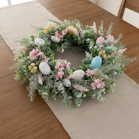 Easter Oval Wreath Pastel Colors Easter Wreath Reusable for Entryway