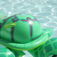 Heavy-Duty Handles Green Turtle Pool Lounger Sturdy PVC Material Inflatable Turtle Inflatable Lounger Large Size for Adults