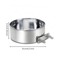 Stainless Steel Dog Food Bowl with Clamp Holder Space-Saving Pet Food Bowl with Clamp Holder Rust-Resistant Feeding Dish Secure for Kennel