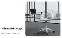 Clear Rolling Chair Height Adjustable Task Seating Minimalist Design for Bedroom