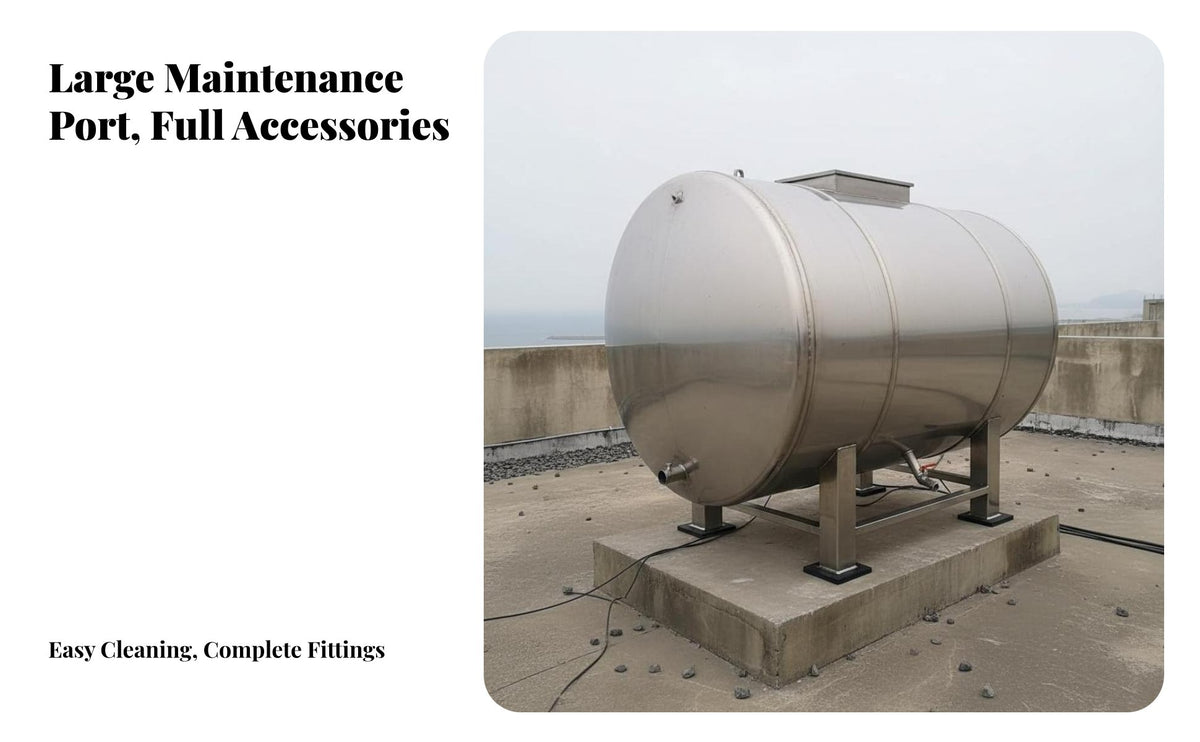 Stainless Metal Water Tank Thickened Wall Rooftop Water Structure Stainless Steel Pressure Tank for Homeowners, Outdoor, Farm, Factory