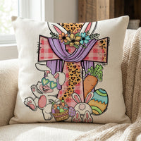 Easter Pillow Cover Single-Sided Print Cartoon Bunny Pillow Cover Easter Decoration for Home, Living Room, Bedroom