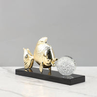 Geometric Crystal Fish Ornament Modern Deluxe Crystal Fish Statue Good Luck Symbol Display Item for Office