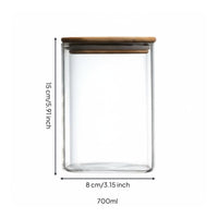 12 Pieces Square Glass Jar Set Space-Saving Glass Food Storage Jar Wide Mouth