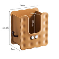 biscuits Shaped Tissue Holder Waterproof Wall-Mounted Wipe Dispenser With Side Hook Cartoon Storage Box for Dorm Room