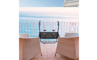 Hanging Table with Mesh Top Foldable Hanging Balcony Table Metal Furniture for Renters, Small Areas