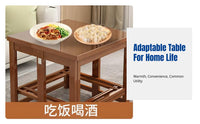 Square Heating Table, Foldable Dining Table, Multi-Functional Home Fire Pit Table, Sturdy Wood, Winter Use