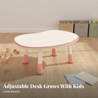 Child-Safe Design Adjustable Height kids' Table Rounded Edges Peanut Shaped Play Table Anti-Slip Legs children's Study Desk and Chair Easy to Clean for Toddlers, Preschoolers, Teachers, Classroom, Daycare, Playroom, Nursery