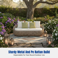 Outdoor Rattan Sofa Set, Metal Frame, Patio Wicker Lounge, Modern Creative Furniture