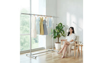 Stainless Steel Clothes Rack with Single Metal Floor Standing Clothes Rack Freestanding Clothing Organizer Space Saving for Bedroom, Laundry Room